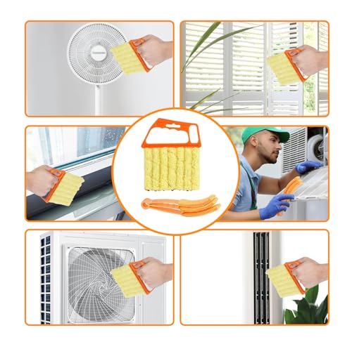 6 Finger Blind Cleaner Duster Tool, LZJPECES Window Blinds Cleaner with 6 Reusable Microfiber Covers for Venetian, Wood, Vinyl Blinds, AC Vents, Window Sills & Tracks