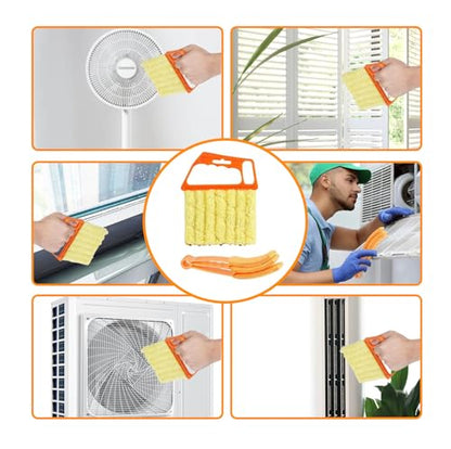 6 Finger Blind Cleaner Duster Tool, LZJPECES Window Blinds Cleaner with 6 Reusable Microfiber Covers for Venetian, Wood, Vinyl Blinds, AC Vents, Window Sills & Tracks