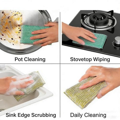 Non-Scratch Kitchen Cleaning Scrub Pads - 6 Pack Random Color, 12.5x8.5 cm Gentle Scrubbers for Non-Stick Cookware Dishes FORUMALL (6 Pcs)