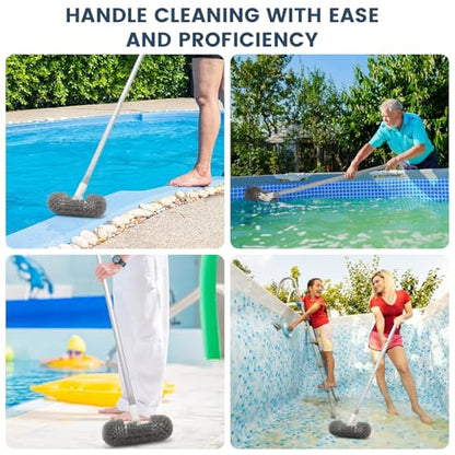 Hoklnuse Deck Brush with 51" Long Handle 360° Cylindrical Scrub Cleaner Tool for Cleaning Boat Pool Bathroom Ground 120° Swivel Floor Scrubber for Tile Grout Patio Tub Spa Adjustable Pole