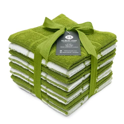 100% Cotton Terry Dish Cloth & Dish Towel, 8 Pack, Super Soft and Absorbent Kitchen Towels, Perfect for Kitchen Cleaning and Dish Washing (Green (Solid and Checks) 8 Pack) - color: Green (Solid and Checks) 8 Pack