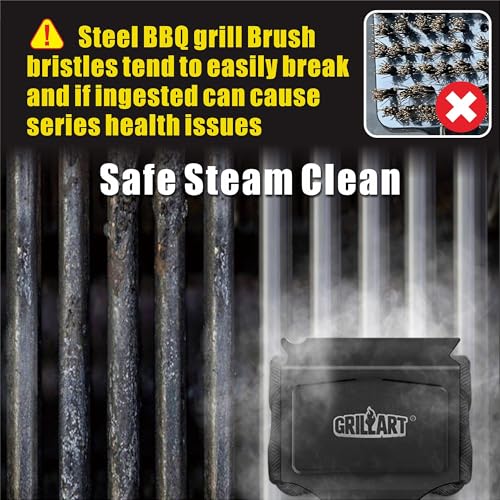 GRILLART Grill Brush Bristle Free, Replaceable BBQ Cleaning Pad (No Handle), Safe Replacement Cleaning Pad/Head for Cast Iron/Stainless Steel Grates - Dark Black - color: Dark Black
