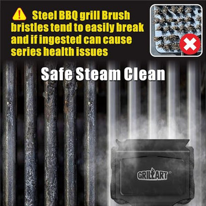 GRILLART Grill Brush Bristle Free, Replaceable BBQ Cleaning Pad (No Handle), Safe Replacement Cleaning Pad/Head for Cast Iron/Stainless Steel Grates - Dark Black - color: Dark Black
