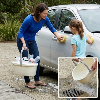 Haundry 4.5 Gallon Cleaning Bucket, Good Grips Household Mop Bucket for Cleaning Supplies, Cleaning Caddy Organizer Basket with Handle, 17.1L, White - color: White