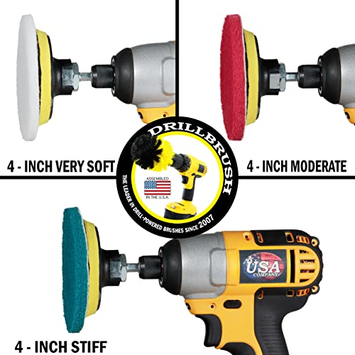 Drillbrush Scrub Brush - Drill Scrub Brush Attachment - Stone Cleaning - Deep Cleaning Brush - Ceramic Tile Cleaner Brush - Deck Scrub Brush - Drill Brush Pads - Rotary Drill Brush Cordless Scrubber - color: Red