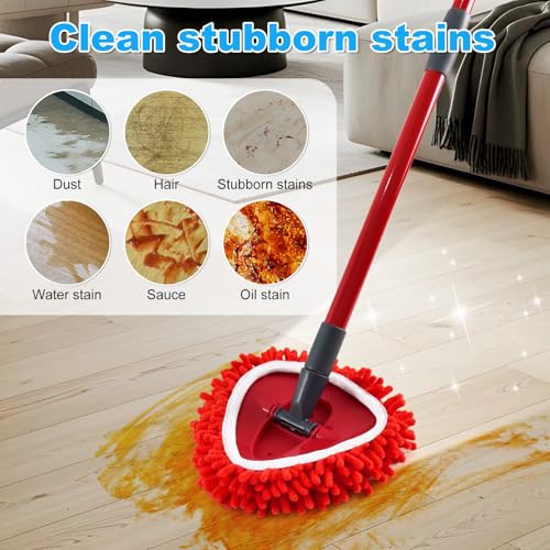 Mop Replace Head for O Cedar, Spin Mop Heads Replacements for Ocedar Easywring 1 Tank Spin Mop, Chenille Duster for Ocedar Mop Include 3 Pack Red Microfiber Chenille Mop Pad for Ocedar Spin Mop - size: For Ocedar 1 Tank Spin Mop