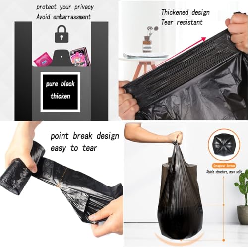 4 Gallon Trash Bag,Small Black Trash Bags 200 Counts Thicken Value Bathroom Trash Can Bin Liners,Small Garbage Bags with Handles for Kitchen Bathroom Office Waste Basket - color: Black, size: 1 Count (Pack of 200)
