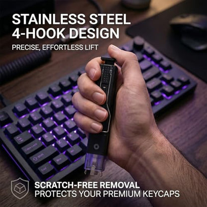 2-in-1 Keycap Puller & Switch Puller Tool with 2 Cleaning Brushes, 4-Claw Spring-Loaded Switch Remover, Keyboard Maintenance Kit Compatible with Cherry MX Gateron Kailh Outemu Switches - size: 2-in-1
