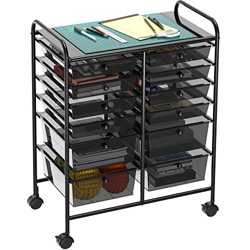 Simple Houseware Utility Cart with 12 Drawers Rolling Storage Art Craft Organizer, Black - color: Black, size: 12 Drawers