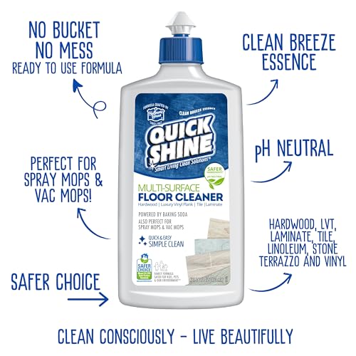 Quick Shine Spray Mop Kit with 3 Reusable Mop Pads & 1 Safer Choice Multi-Surface Floor Cleaner 16oz | Quick & Easy Cleaning | No Batteries Required | Refillable Cleaning Cartridge,White - size: Mop with 3 Refill Pads