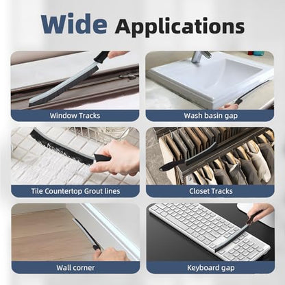 FOOGWEE Hard Bristle Crevice Cleaning Brush - Cleaning Supplies - Grout Cleaning Brushes for Household Use - Crevice Cleaning Tool for Bathroom, Home and Kitchen (5, Black) - color: Black