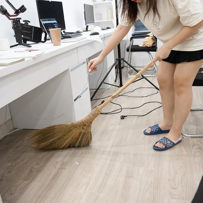 Vietnamese Natural Soft Broom - Broom Grass Handmade Broom Witch Broom Bamboo 57.08 inch Length, 19.69 inch Width - style: Style Basic