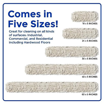 Nine Forty Industrial-Grade 24x5 Cotton Dust Mop Head Refills, Perfect Replacement for Busy Home, Gym, Industrial and Commercial Spaces, Heavy-Duty Mop for Janitorial & Housekeeping Needs - 2 Pack - size: 24x5 Inch (Pack of 2)