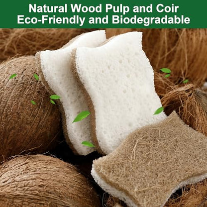 LILAC Natural Cellulose Sponges for Dishes - Ergonomic Non-Scratch Kitchen Scrub Sponges - 100% Biodegradable & Eco-Friendly Cleaning Sponges for Non-Stick Cookware, Bathroom & Household (10 Pack) - size: 10 Pack