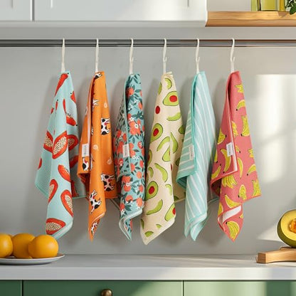 RECYCO Waffle Kitchen Towel Set of 2 - Quick Dry Microfiber Sustainable Dish Towels - Ultra Absorbent Reusable Cleaning Tea Towels - Lightweight Hand Towels,16”x 28”, Banana Joy - color: Banana Joy