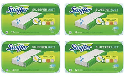 Sweeper Wet Mopping Pad Refills for Floor Mop Open Window Fresh Scent 12 Count - 4 Pack - size: 12 Count (Pack of 4)