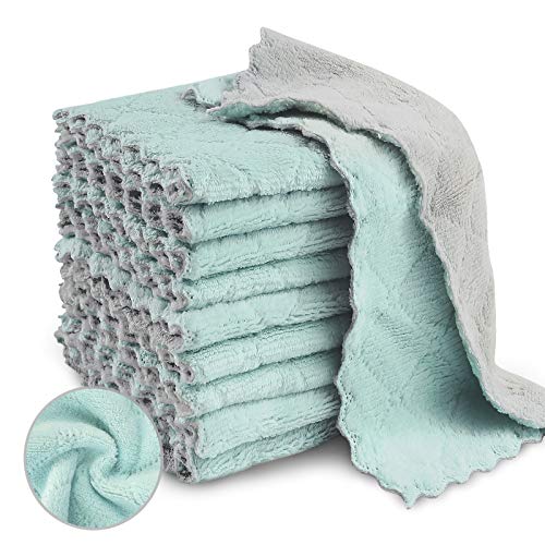 Bessrung 20 Pack Kitchen Dish Cloths, Super Absorbent Microfiber Cleaning Cloth for Cleaning Dishes, Kitchen, Bathroom, Car(Grey & Green) - color: Green