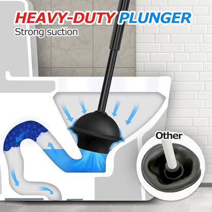 FORASTO 3Pack 2 in 1 Toilet Brush and Plunger Set, Extended Handle Plunger,Toilet Bowl Brush Plunger Set,Bathroom Cleaning Tools,Toilet Brush Plunger Combo,Cleaning Brush,Cleaning Supplies (21inch) - color: Black, size: 3Pack