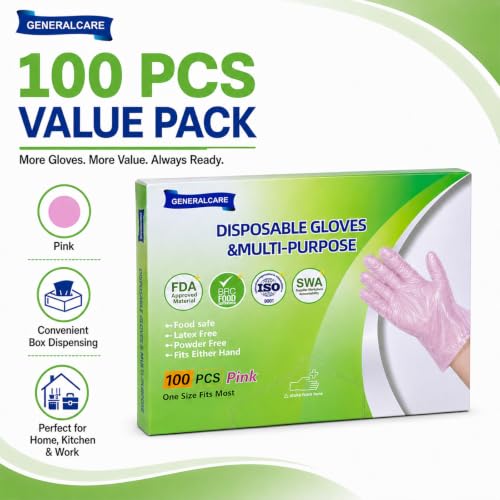 Disposable Plastic Gloves Food Handling Service Gloves Disposable For Cooking - style: Pink100pcs