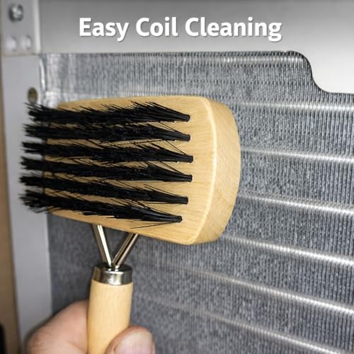 HVAC Coil Cleaning Brush & Fin Comb Tool, Dual-Sided AC Coil Cleaner Brush for Evaporator and Condenser Coils, Mini Split, Window AC and Outdoor Condenser, Stainless Steel Pins with Soft Bristles