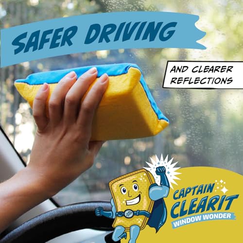 Sponge - Window Cleaner Tool for Car Windshield, Mirrors, Glass - Non-Scratch, Super Absorbent Window Cleaning Sponges - Car Cleaning Supplies 2-Pack - 6 X 4.5 X 2 in