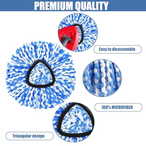 4-Pack Spin Mop Replacement Head for O-Ceda RinseClean Spin Mop Refill 2-Tank System Microfiber Deep Cleaning Machine Washable and Easy-to-Replace - size: 4 Count (Pack of 1)