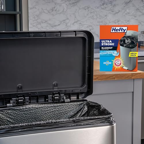 Hefty Ultra Strong Trash Bags,Black Tall Kitchen Trash Bags 13 Gallon Size,Break Resistant Drawstring Enclosure,Continuous Odor Control,Blackout,Clean Burst Scent,110 Count,(Pack of 3) - size: 110 Count (Pack of 3)