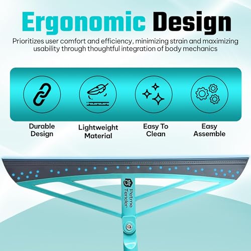 Magic Broom Squeegee Dog Pet Hair Remover, Rotatable, Height Adjustment - Silicone Broom Pet Hair Remover for All-Surfaces Hardwood Floors, Rugs, Tile, Glass, Liquid-Dirt with 50" Handle
