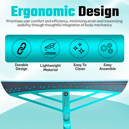 Magic Broom Squeegee Dog Pet Hair Remover, Rotatable, Height Adjustment - Silicone Broom Pet Hair Remover for All-Surfaces Hardwood Floors, Rugs, Tile, Glass, Liquid-Dirt with 50" Handle