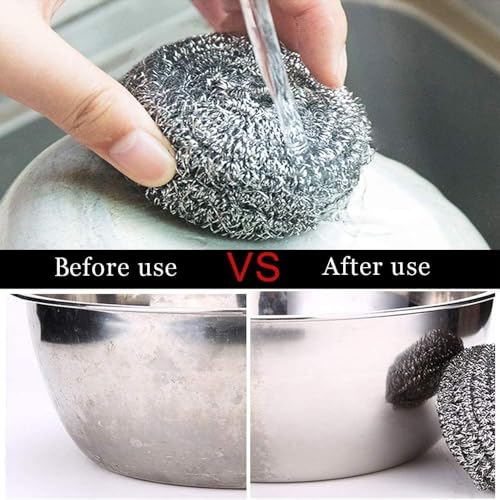 Stainless Steel Scouring Pads, 20 Pack, Heavy Duty Kitchen Scrubbers for Pots and Pans, Bathroom Cleaning