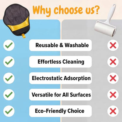 Pet Hair Removal Glove for Dogs & Cats, Reusable Pet Hair Remover Tool, Magic Brush Pet Hair Remover for Furniture, Carpet & Laundry, Non-Slip Five-Finger Pet Hair Glove for Dog Hair & Cat Hair - color: BLACK