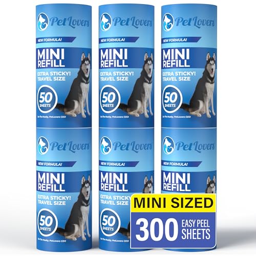 PetLovers Extra Sticky Lint Roller Mega Value Set for Pet Hair Removal, Dog and Cat Lint Remover (6 Pack Mini Refills) - size: 6 Pack Mini Lint Roller Refills