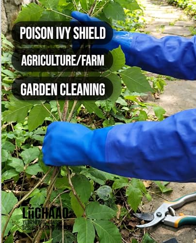 LIICHAAO 2 Pairs-Long waterproof gloves,Cleaning Poison ivy gloves,Aquarium pool,Long elbow Resistant Abrasion (2 Pairs Matching style (XL))