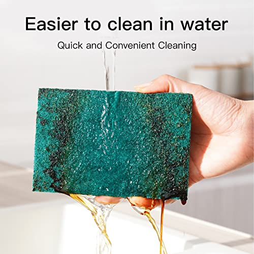 Heavy Duty Scour Pads Sponge Dish Scrubber Non-Scratch Green Reusable Household Scrub Pads for Kitchen and Dish Cleaning Tool (20Pcs Sponge+3Pcs Clean Towel) - style: 20Pcs Sponge+3Pcs Clean Towel