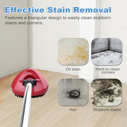 Mop Handle for O Cedar RinseClean 2 Tank System, Scrub Brush and Spin Mop Base Compatible with O-Cedar, 4-Section Spin Mop Handles and Base for RinseClean Spin Mops - color: 1brush Set