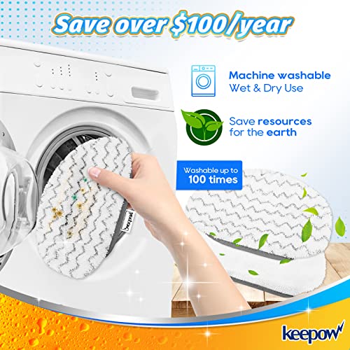 KEEPOW Steam Mop Replacement Pads 2 Pack Compatible with Bissell Powerfresh Steam Mop 1940 1806 1544 2075 2685A 2181 2814 Series 19402 19404 19408 19409 1940A 1940F 1940Q 1940T 1940W B0006 B0017 2075A - color: 1+1 Pack