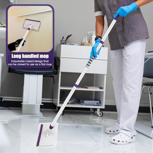 Baseboard Cleaner Tool with Handle, 60" Extendable Long Handle Baseboard Cleaner with 5 Reusable Pads for Baseboards Cleaning, Ceiling, Wall, Floor, Bathroom Kitchen - size: Purple