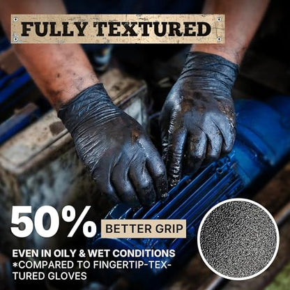 TitanFlex Black Nitrile Disposable Gloves, 5 Mil, Fully Textured, Heavy Duty, Latex Free & Powder Free for Cooking, Food Prep, kitchen clean, 100 ct (XL) - color: 03 5mil (100ct), size: X-Large