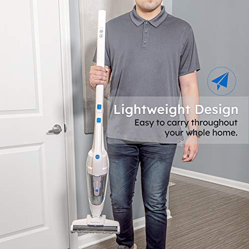 Vacmaster VSD1801 Cordless Handheld & Stick Vacuum Cleaner 2 in 1, Rechargeable Li-ion Battery Powerful Lightweight for Hardwood Floor, Carpet and Pet Hair White - style: White