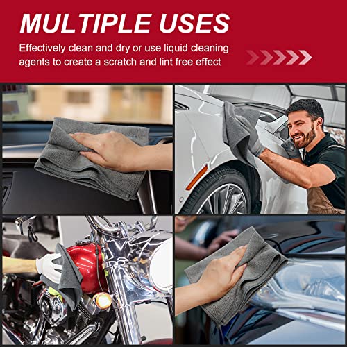 Oudain 200 Pcs Microfiber Cleaning Cloth 16x16 Inch Microfiber Towels for Car Ultra Absorbent Cleaning Rags Reusable Lint Free Streak Free Detailing Towel for Car Washing Drying Dusting (Gray) - color: Gray