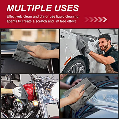 Oudain 200 Pcs Microfiber Cleaning Cloth 16x16 Inch Microfiber Towels for Car Ultra Absorbent Cleaning Rags Reusable Lint Free Streak Free Detailing Towel for Car Washing Drying Dusting (Gray) - color: Gray
