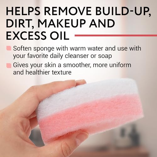 IMPRESA Dual-Sided Facial Scrub Pads - Exfoliating Face Sponges - Made in USA Face Exfoliation Sponge - Deep Cleansing & Makeup Removal Scrub Pads - Pack of 10 - color: Peach/ White, size: Thick