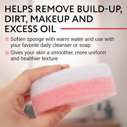 IMPRESA Dual-Sided Facial Scrub Pads - Exfoliating Face Sponges - Made in USA Face Exfoliation Sponge - Deep Cleansing & Makeup Removal Scrub Pads - Pack of 10 - color: Peach/ White, size: Thick