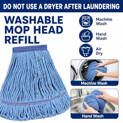 6 Pack Heavy Mop Replace Head，mop Head Replacement,Commercial mop Heads,Reusable Mop Head Refills-Replacement Mop Heads SuitableWet Industrial Blue Cotton Looped End String Head Refill (Blue) - size: 17 Ounce 6Pack