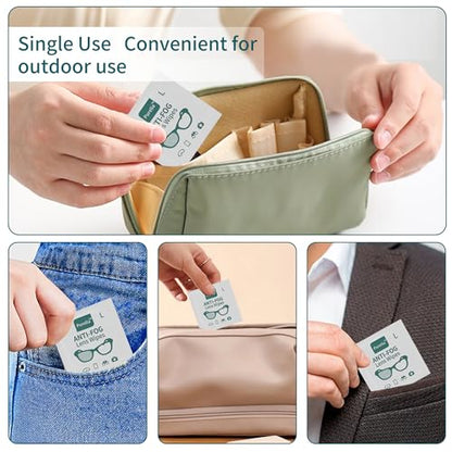 Anti-Fog Lens Wipes (12x12cm) – Larger Size, 100-Count, Individually Wrapped, Pre-Moistened Cleaning Sheets for Glasses, Goggles & Screens, No-Residue, Streak-Free Fog Prevention
