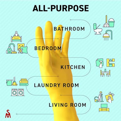 SteadMax 3/6 Pairs Cleaning Gloves, Reusable Natural Rubber Dish Gloves, Non-Slip Gloves for Kitchen and Household - color: 3 Pack (L)