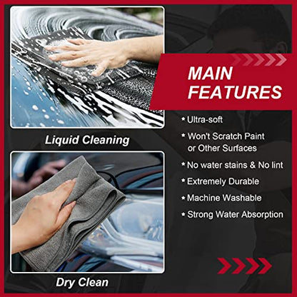 Oudain 200 Pcs Microfiber Cleaning Cloth 16x16 Inch Microfiber Towels for Car Ultra Absorbent Cleaning Rags Reusable Lint Free Streak Free Detailing Towel for Car Washing Drying Dusting (Gray) - color: Gray