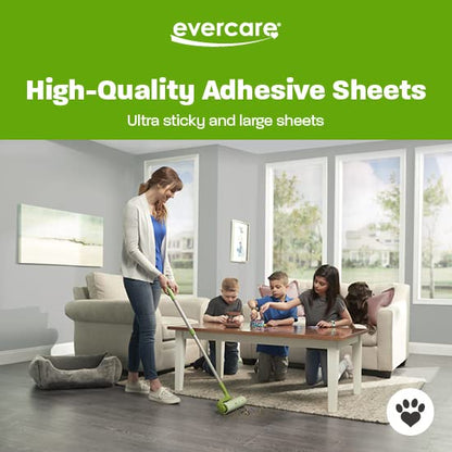Evercare Pet Mega Lint Roller Value Pack with Two 50-Sheet Refills - Includes Refillable Lint Roller, Adhesive Sheets, Versatile Cleaning Uses, Home and On-The-Go Use, Extendable Handle - size: 3-Pack (125 Sheets), style: Pet Mega Lint Roller + 2 Refills