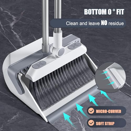 NIBHZ Broom with Dustpan Combo Set Standing Dust Pan and Broom Set for Office Home Kitchen Lobby Floor Cleaning, Lightweight Aluminum Alloy