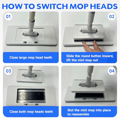 New 2-in-1 Push Clamp Lazy Mop – Hands Free Flat Mops, Quick Mopping & Sweeping, Compatible with Most Pads, Adjustable Handle, Perfect for People with Back Pain or Mobility Issues, 10 Reusable Cloths - size: 1Mop with 10 Reusable Cloths